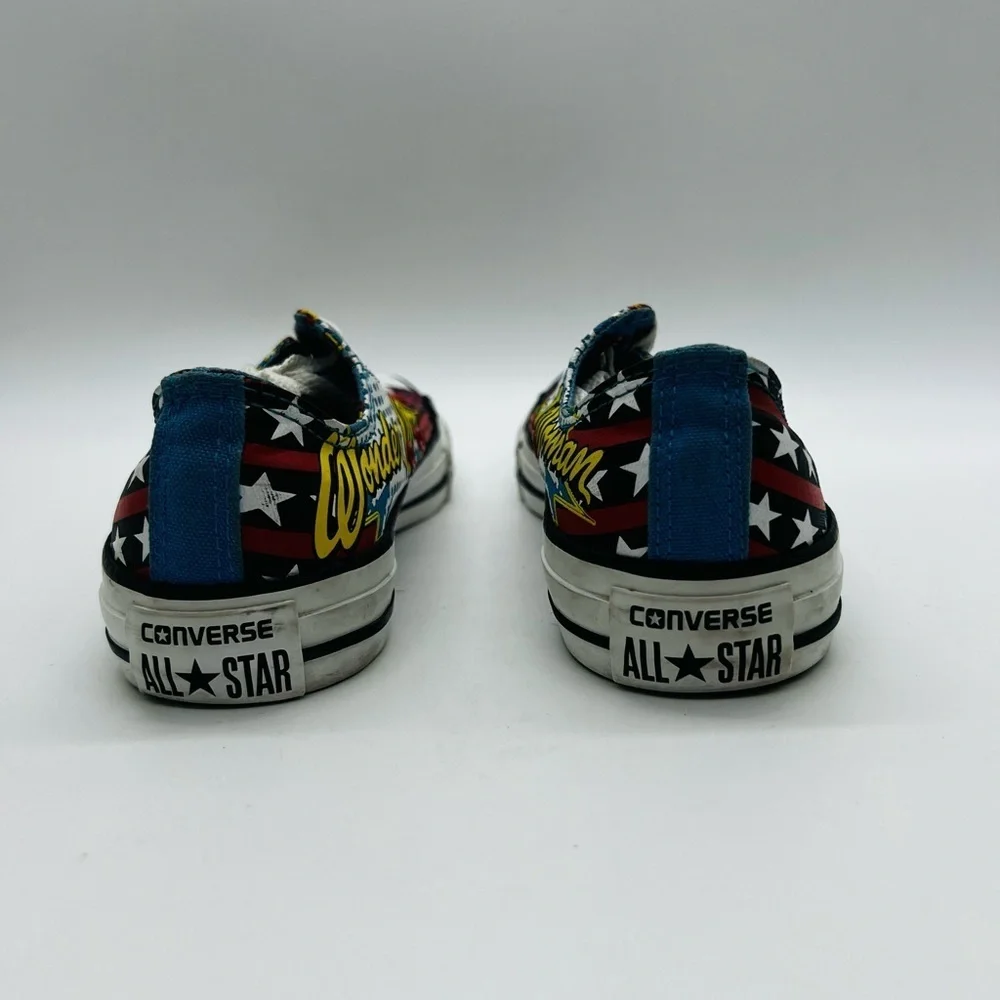 Converse Wonder Woman Red and Blue Sneakers Classic Canvas Style Size 4.5